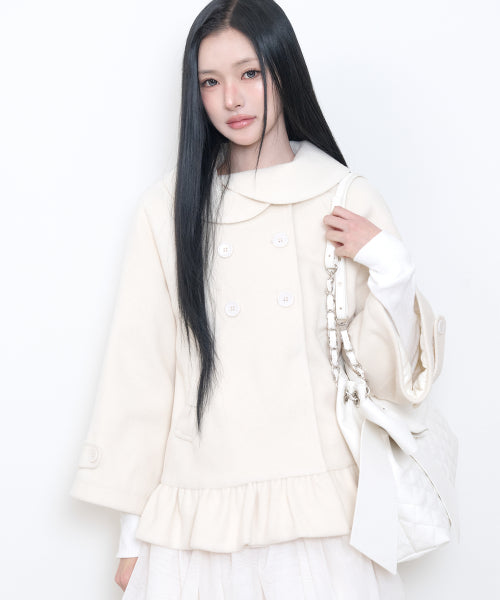FRILL CAPE COAT - 2 COLORS IVORY