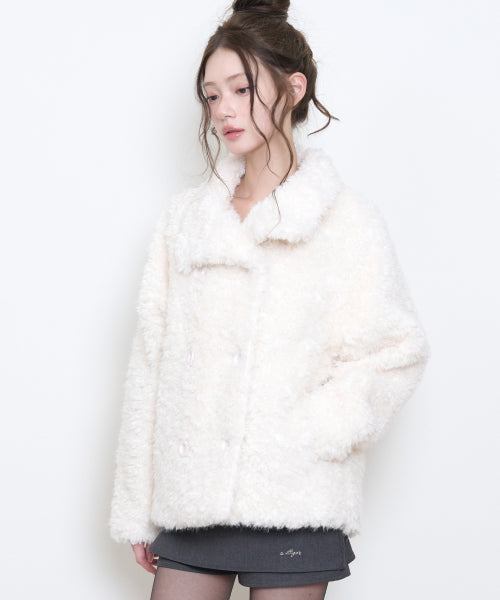 CURLY FUR JACKET - 3 COLORS IVORY