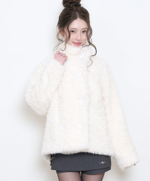 CURLY FUR JACKET - 3 COLORS IVORY