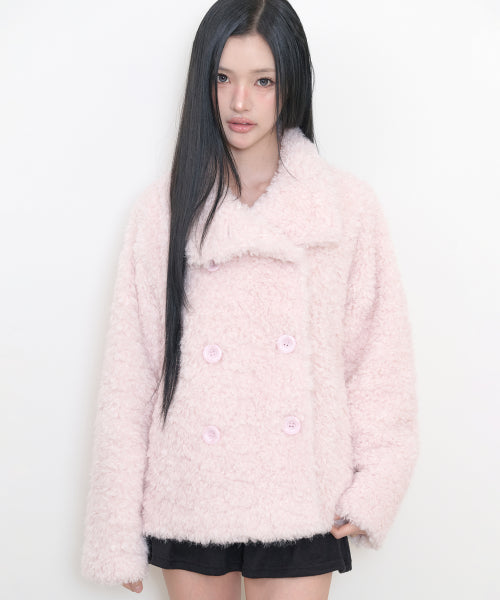 CURLY FUR JACKET - 3 COLORS PINK