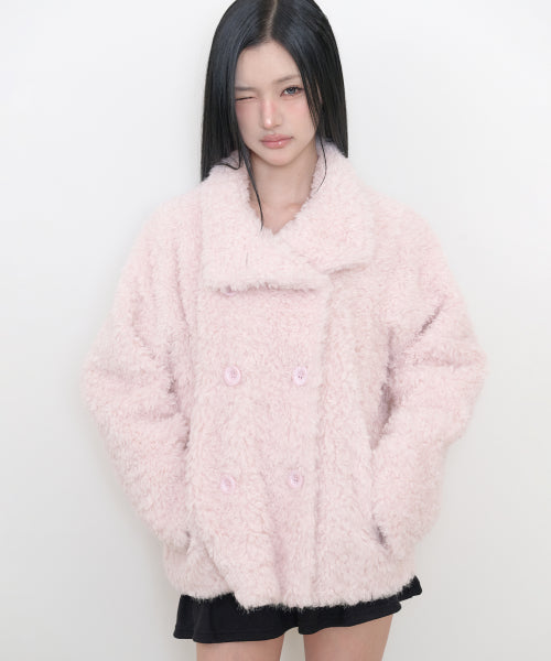 CURLY FUR JACKET - 3 COLORS PINK