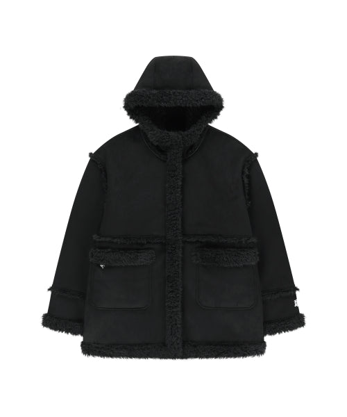 SHEARLING MUSTANG HALF COAT - 3 COLORS BLACK