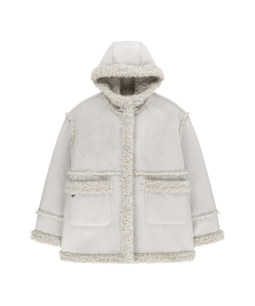 SHEARLING MUSTANG HALF COAT - 3 COLORS IVORY