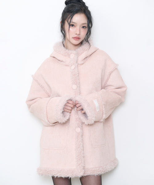 SHEARLING MUSTANG HALF COAT - 3 COLORS PINK