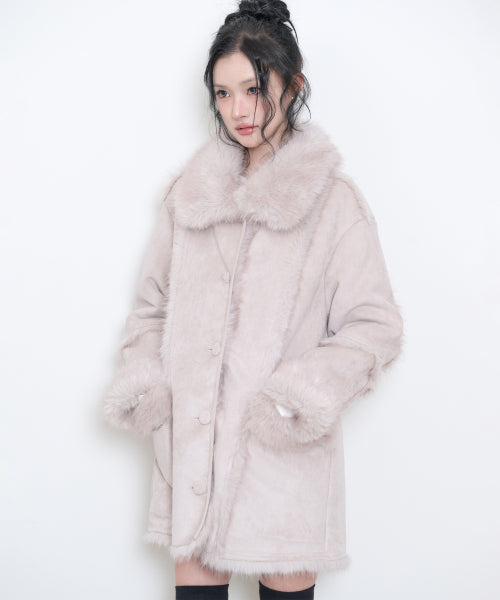 REVERSIBLE MUSTANG HALF COAT - 3 COLORS BEIGE