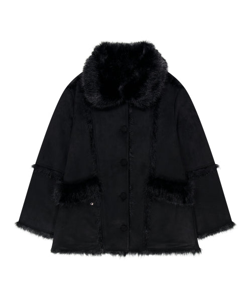 REVERSIBLE MUSTANG HALF COAT - 3 COLORS BLACK