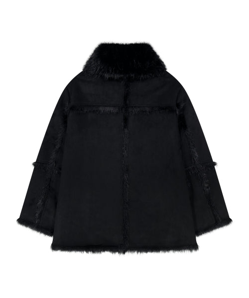 REVERSIBLE MUSTANG HALF COAT - 3 COLORS BLACK