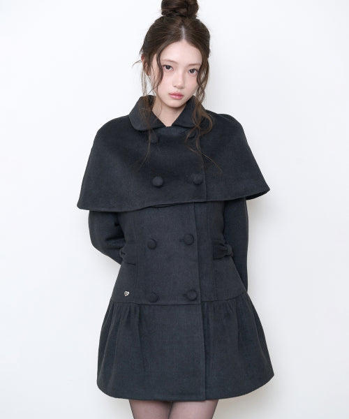 BELL CAPE COAT - 3 COLORS BLACK