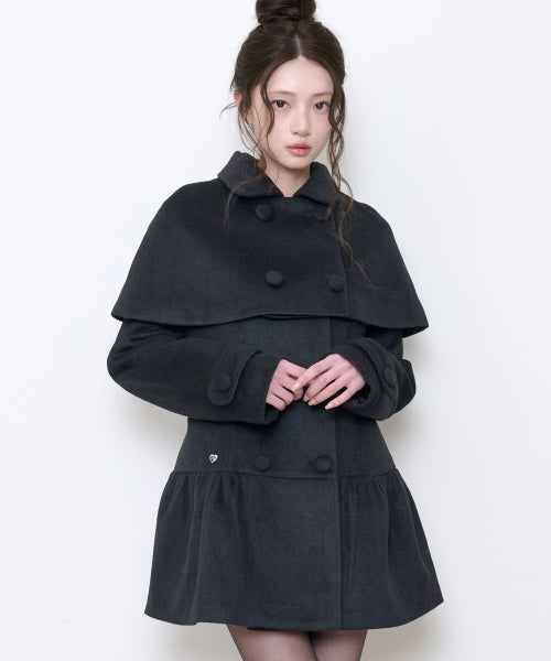 BELL CAPE COAT - 3 COLORS BLACK