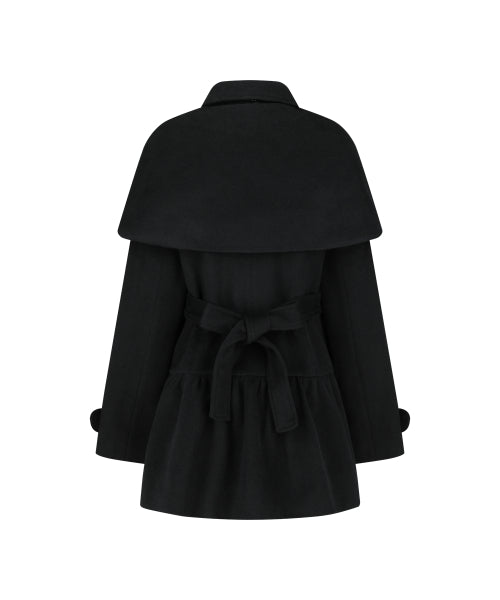 BELL CAPE COAT - 3 COLORS BLACK