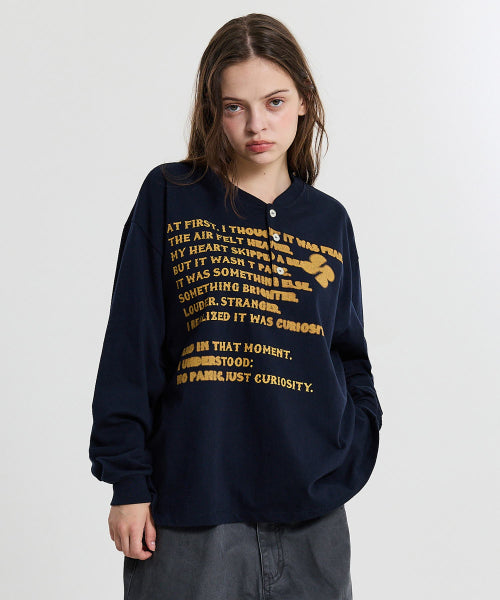 CLOVER TYPO HENLEY NECK LONG SLEEVE - 2 COLORS NAVY