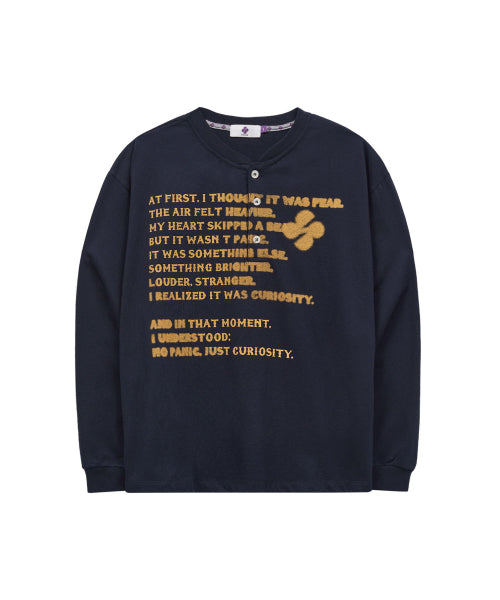 CLOVER TYPO HENLEY NECK LONG SLEEVE - 2 COLORS NAVY