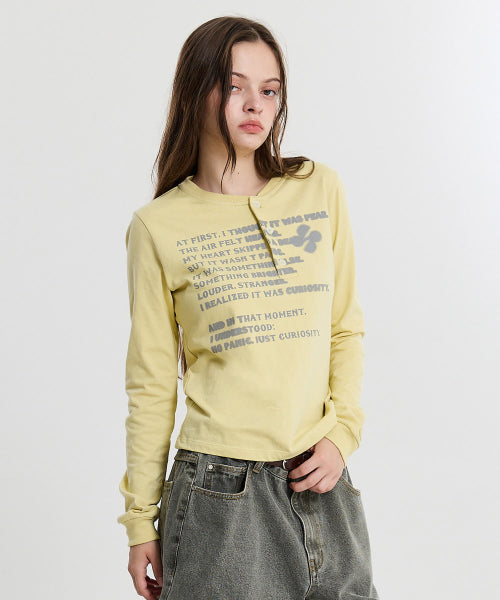 CLOVER TYPO HENLEY NECK LONG SLEEVE - 2 COLORS LIGHT YELLOW