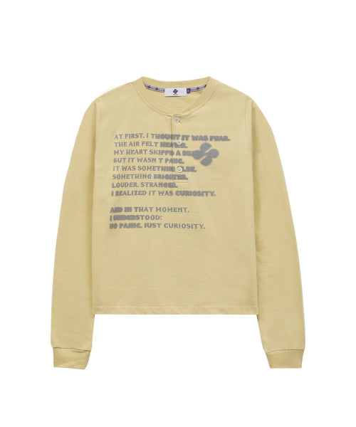 CLOVER TYPO HENLEY NECK LONG SLEEVE - 2 COLORS LIGHT YELLOW
