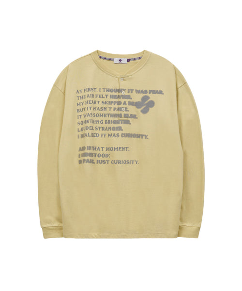 CLOVER TYPO HENLEY NECK LONG SLEEVE - 2 COLORS LIGHT YELLOW