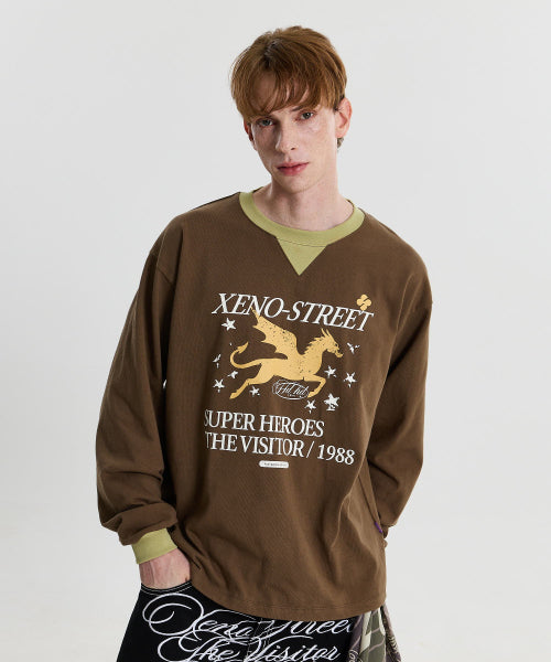 XENO STREET COLOR BLOCK LONG SLEEVE - 2 COLORS BROWN