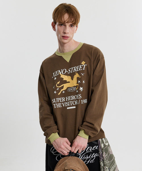 XENO STREET COLOR BLOCK LONG SLEEVE - 2 COLORS BROWN