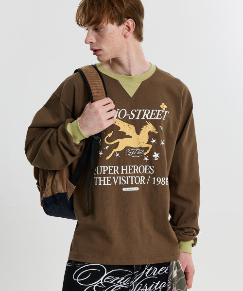 XENO STREET COLOR BLOCK LONG SLEEVE - 2 COLORS BROWN