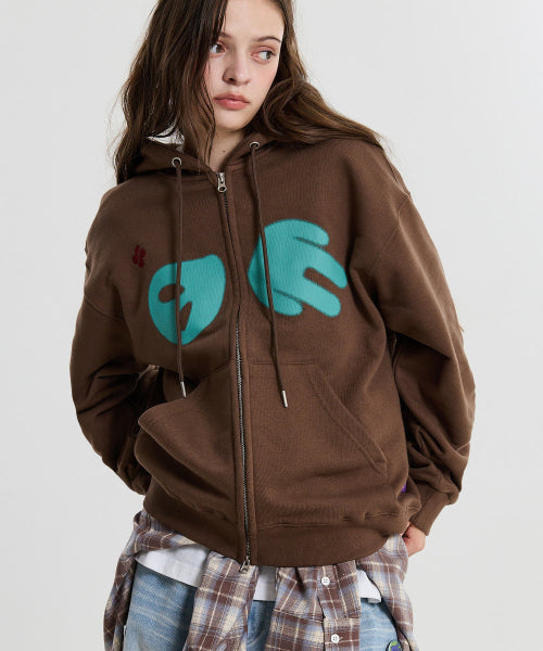 ALIEN HOOD ZIP UP - 2 COLORS BROWN