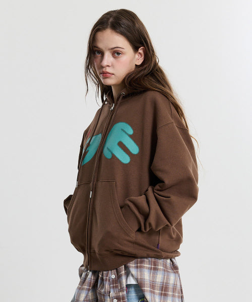 ALIEN HOOD ZIP UP - 2 COLORS BROWN