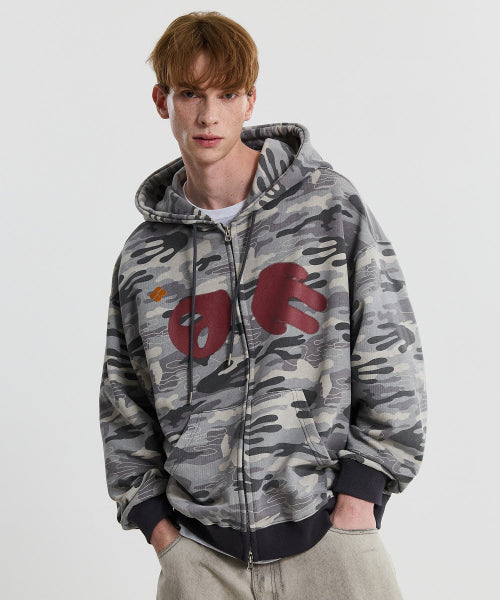 ALIEN HOOD ZIP UP - 2 COLORS CAMO GREY