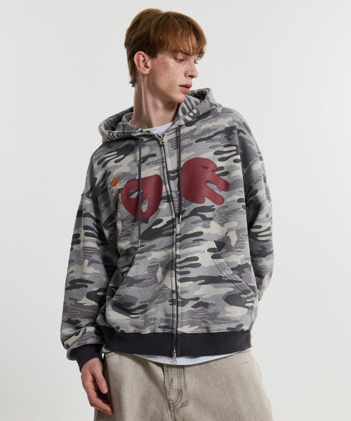 ALIEN HOOD ZIP UP - 2 COLORS CAMO GREY