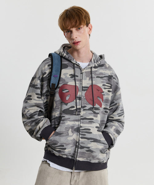 ALIEN HOOD ZIP UP - 2 COLORS CAMO GREY