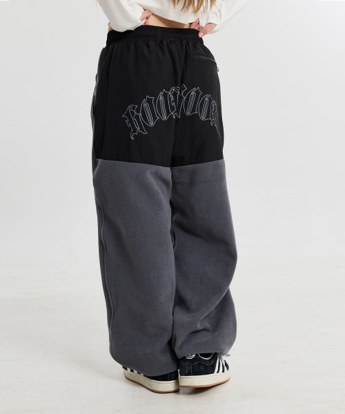 FLEECE COLOR BLOCK BACK LOGO PANTS - 3 COLORS CHARCOAL