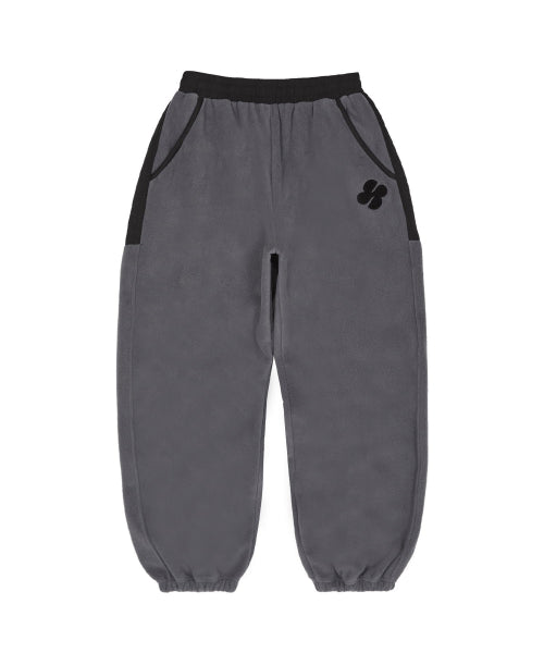 FLEECE COLOR BLOCK BACK LOGO PANTS - 3 COLORS CHARCOAL