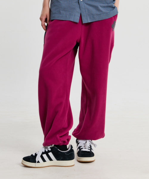 FLEECE COLOR BLOCK BACK LOGO PANTS - 3 COLORS PURPLE