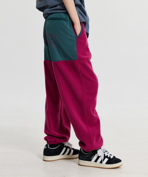 FLEECE COLOR BLOCK BACK LOGO PANTS - 3 COLORS PURPLE