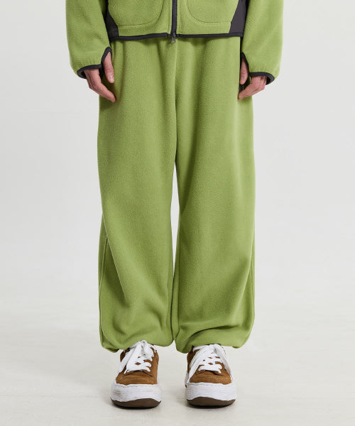 FLEECE COLOR BLOCK BACK LOGO PANTS - 3 COLORS LIGHT GREEN