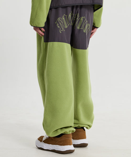 FLEECE COLOR BLOCK BACK LOGO PANTS - 3 COLORS LIGHT GREEN
