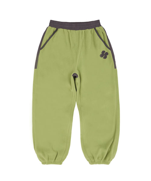 FLEECE COLOR BLOCK BACK LOGO PANTS - 3 COLORS LIGHT GREEN