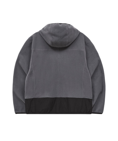 FLEECE COLOR BLOCK HOODED JACKET - 3 COLORS CHARCOAL