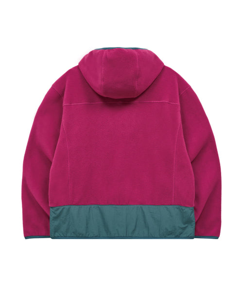 FLEECE COLOR BLOCK HOODED JACKET - 3 COLORS PURPLE