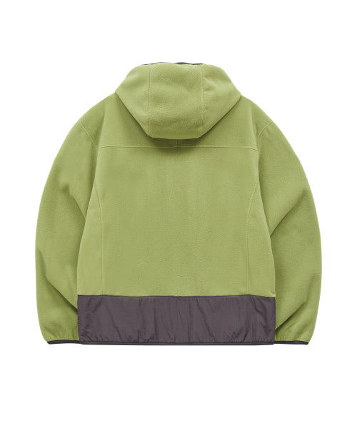 FLEECE COLOR BLOCK HOODED JACKET - 3 COLORS LIGHT GREEN