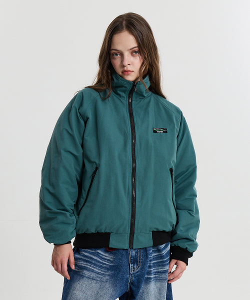 REVERSIBLE CHECK FLEECE WARM UP JACKET - 2 COLORS GREEN
