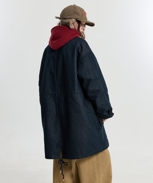 FISHTAIL MULTI POCKET DENIM FIELD COAT - 2 COLORS NAVY