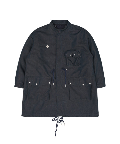 FISHTAIL MULTI POCKET DENIM FIELD COAT - 2 COLORS NAVY
