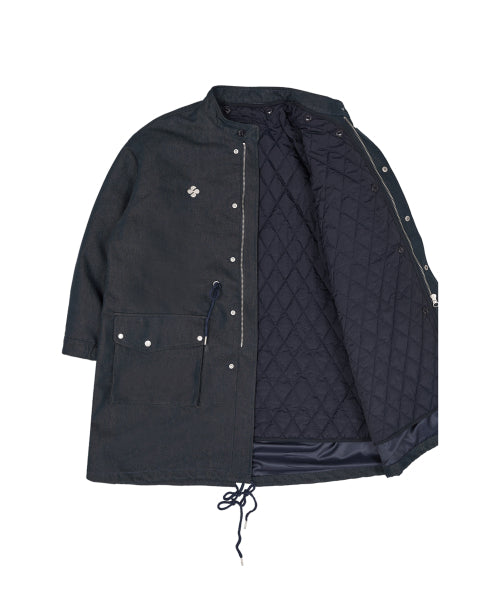 FISHTAIL MULTI POCKET DENIM FIELD COAT - 2 COLORS NAVY