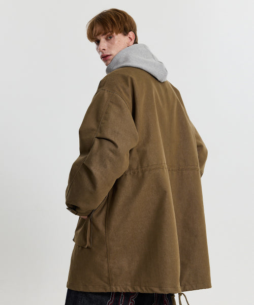 FISHTAIL MULTI POCKET DENIM FIELD COAT - 2 COLORS KHAKI