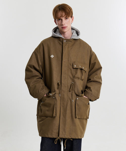 FISHTAIL MULTI POCKET DENIM FIELD COAT - 2 COLORS KHAKI