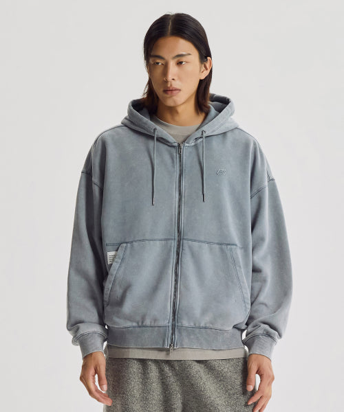 FLYING BRUSHED DYED HOOD ZIP UP - 3 COLORS D/BLUE