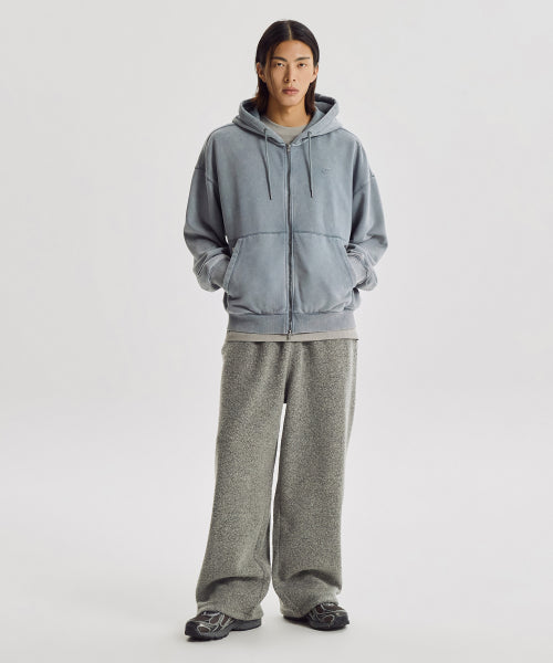 FLYING BRUSHED DYED HOOD ZIP UP - 3 COLORS D/BLUE