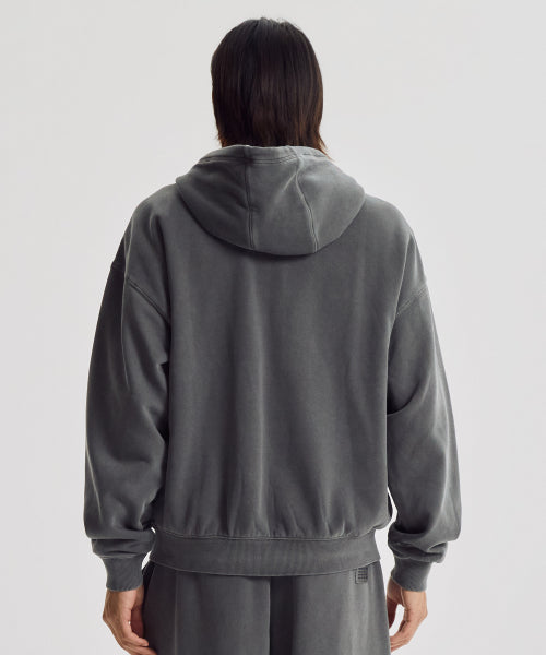 FLYING BRUSHED DYED HOOD ZIP UP - 3 COLORS D/CHARCOAL