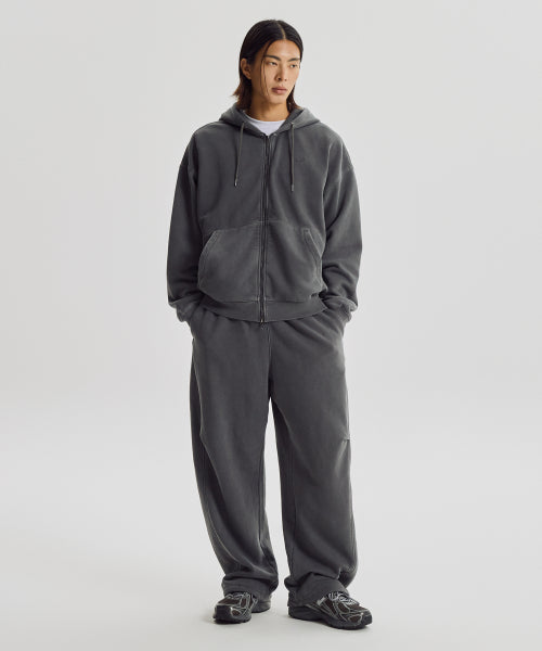FLYING BRUSHED DYED HOOD ZIP UP - 3 COLORS D/CHARCOAL