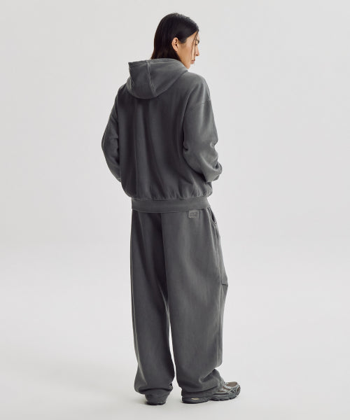 FLYING BRUSHED DYED HOOD ZIP UP - 3 COLORS D/CHARCOAL