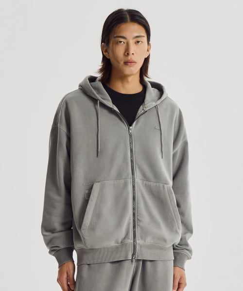 FLYING BRUSHED DYED HOOD ZIP UP - 3 COLORS D/GRAY