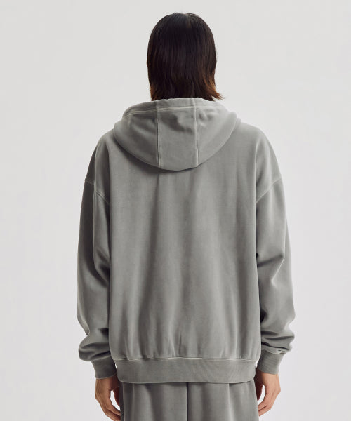 FLYING BRUSHED DYED HOOD ZIP UP - 3 COLORS D/GRAY